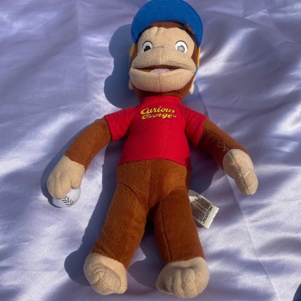 Blue hat little monkey plush toy doll